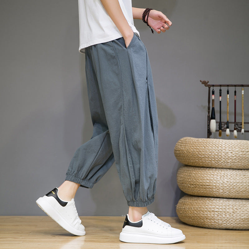 Men Trousers Loose Tappered Stitching