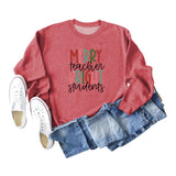 Merry and Bright Sweatshirts Merry Teacher Bright Casual round Neck Sweater