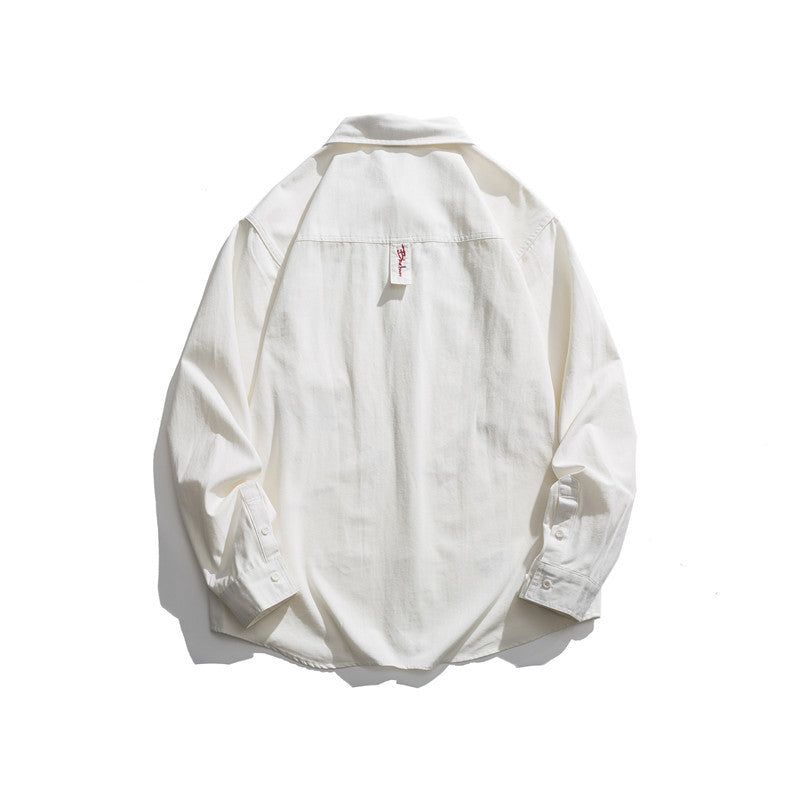 Man Fall Outfis Embroidered Casual Shirt Top