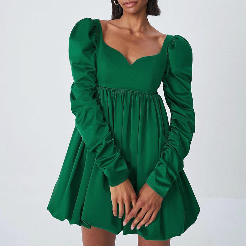 Gloria Vanderbilt Long Sleeve High-Grade Satin Drape Green Pettiskirt