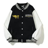 Cardigan Baseball Jacket Autumn and Winter Rep Angel Wings Embroidered Badge Leather Sleeve Wool Baseball Uniform