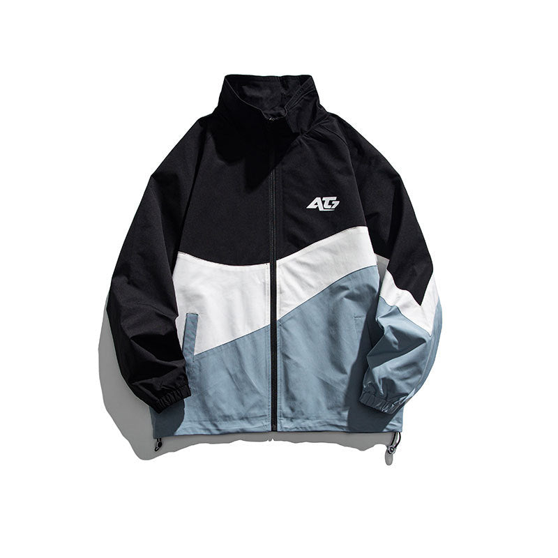 Man Fall Outfis Autumn Hip Hop Color Contrast Patchwork Sports Jacket Men's College Style Casual Top