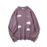 Men Sweater Cloud Embroidered Knitwear Men's Loose round Neck Pullover