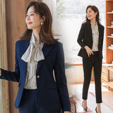 Interview Suit Women's Fall Long-Sleeved Pink Two-Piece Set