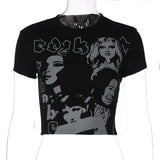 Vintage Y2g Shirts T-shirt Printed Pattern round Neck Short Sleeve Slim Fit