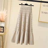 MIDI Mauve Skirt Knitted Skirt A- Line Autumn and Winter