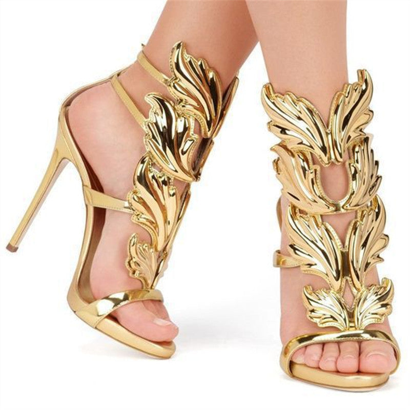 Gold Heels Summer High Heels Metal Stiletto Sandals