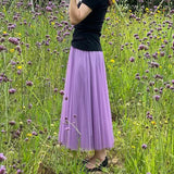 MIDI Mauve Skirt Slimming A- line Skirt Cover Slim Purple Gauze Skirt