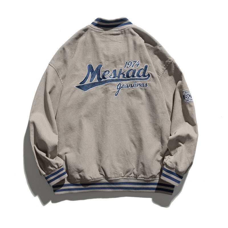 Man Fall Outfis Embroidered Baseball Uniform Coat Hip Hop Loose Casual Bomber Jacket