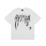 Skull T Shirt Bullet Hole Heavy Metal Letter Skull Loose