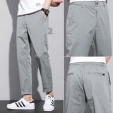 Cuffed Cargo Pants Summer Casual Pants Men's Straight Loose Pants