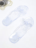 Women Open Toe Sandals Flats Summer Bowknot Transparent Clip Toe Flat Beach Shoes