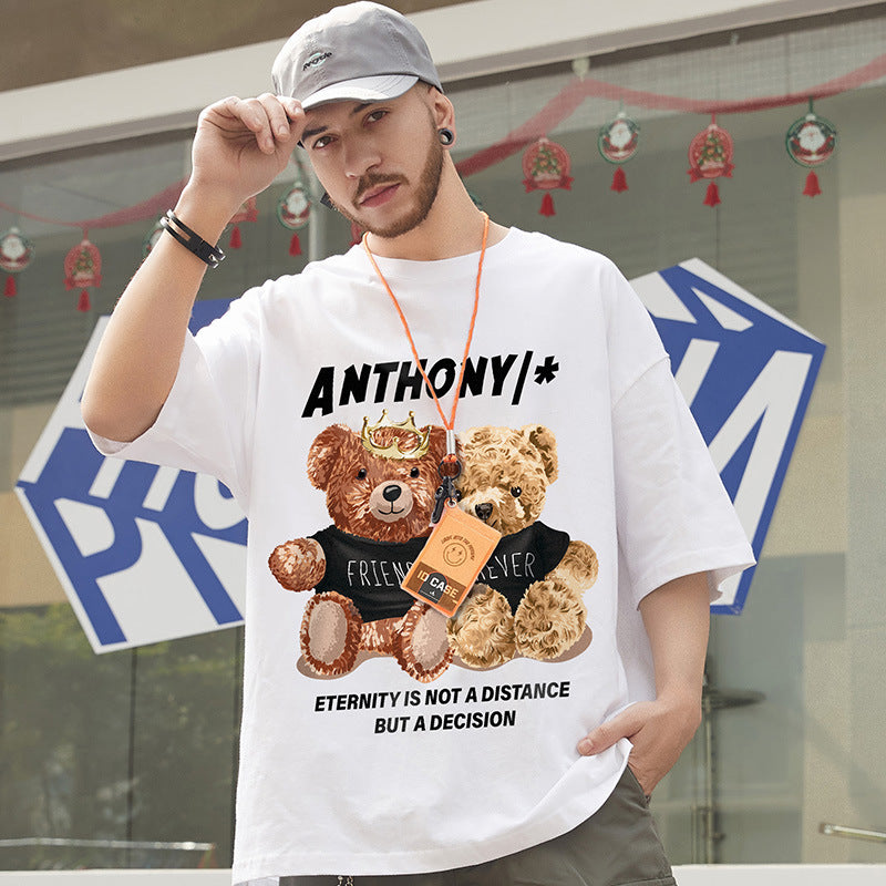 Men T-Shirts Loose Printed Half Sleeve