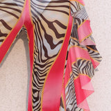 Coachella Music Festival Outfits Ruffled Trousers Mesh Floral Print See-through Beach Pants