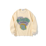 Man Fall Outfits Letter Foam Printed Crew Neck Sweatshirt Men and Women Autumn Loose Long Sleeve T-shirt