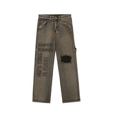 Man Fall Outfits Vintage Letter Embroidered Straight Jeans Men Loose Casual Trousers
