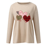 Valentine's Day T Shirts Couples Heart Printing Women's Shirt off-Shoulder Long Sleeve