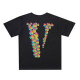 Vlone T Shirt Flower Print Short Sleeve T-Shirt Men And Women Loose Half Sleeve