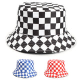 Bucket Hat Fishing Cap Cotton Print Fisherman Hat Plaid Printed Pattern Fashion Sun Hat for Men and Women