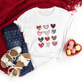 Valentine's Day T Shirts Couples Love Heart Printing Loose Pullover Short Sleeve T-shirt