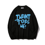 Men Sweater Letter Printed Crew Neck Sweater Men Loose Pullover