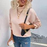 Women Pullover Knit Sweater Women's Autumn and Winter Sleeve Button Sweater