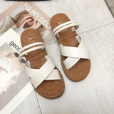 Women Open Toe Sandals Flats Summer Cross Flat Heel Fashion Sandals