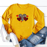 Valentine's Day T Shirt Solid Color Long Sleeve Heart Printing Casual