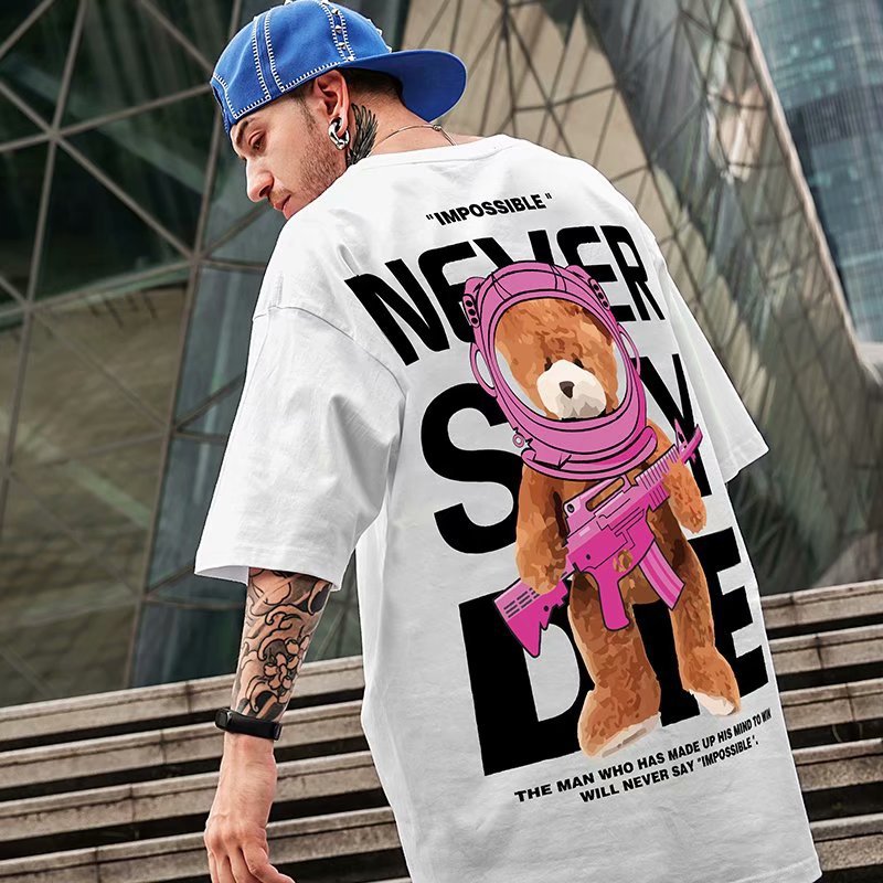 Men T-Shirts Bear Loose Half Sleeve