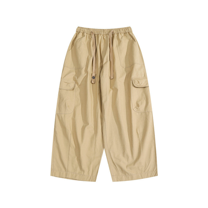 Man Fall Fall American Retro Solid Color Casual Pants Male Student Loose Straight-Leg Pants