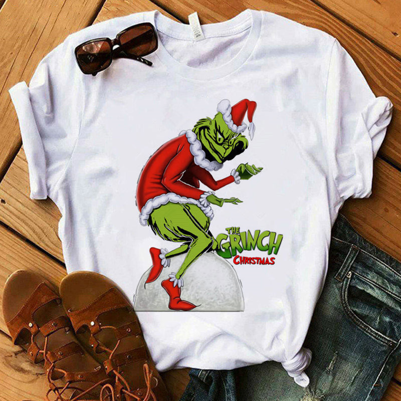 Men and Women Grinch Shirt Funny Expression Pattern T-shirt