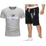 Vlone T Shirts & Shorts 2 Piece Set Rose Large V Printed Men'S And Women'S Loose Short-Sleeved T-Shirt