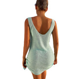 Coachella Music Festival Outfits Women's Fashion Sexy Backless Knitted Dress Beach