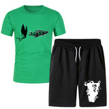 Vlone T Shirts & Shorts 2 Piece Set Men'S Summer Sports Fitness Casual Shorts Suit