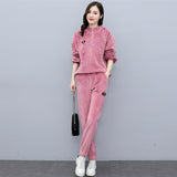 Velour Tracksuit Fleece-Lined Thickened Double-Sided Gold Velvet Leisure Sports Suit