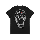 Skull T Shirt Letter Print Spider Web Skull Print Loose