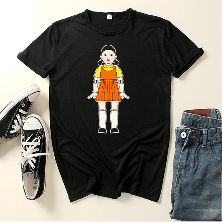 Squid Game Costume Wooden Game Printed Short-Sleeved T-shirt