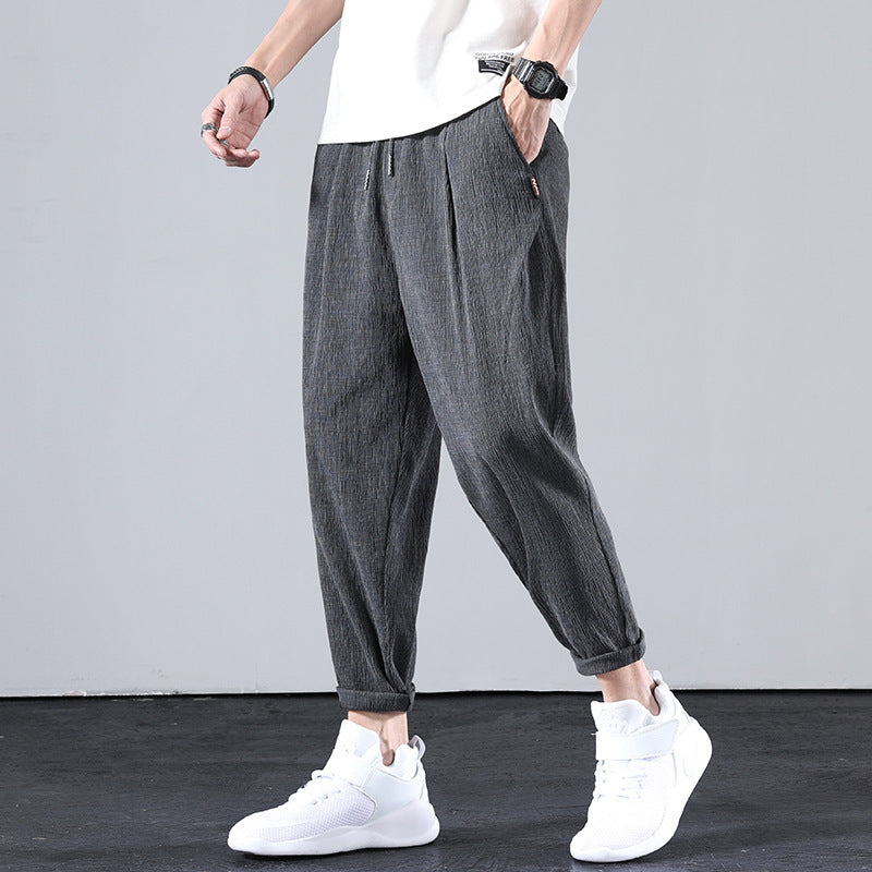 Cuffed Cargo Pants Men's Summer Track Sweatpants Men's Straight Loose