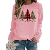 Merry and Bright Sweatshirts Merry and Bright Christmas Tree Printed Sweater Autumn and Winter