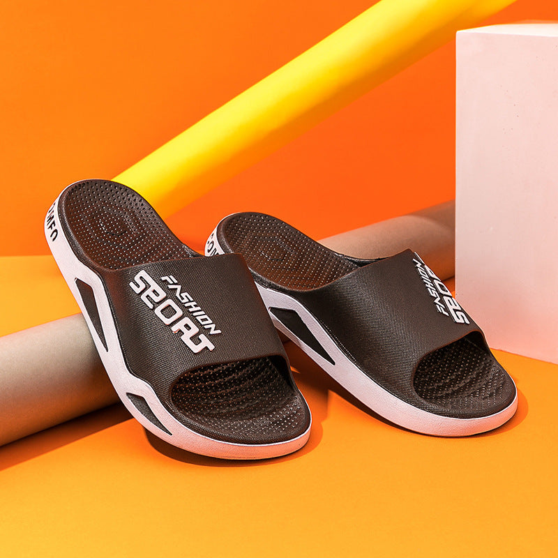 Beach Slides Outdoor Slippers Men's Summer Beach Outdoor Fashion Letters Home Men's Sandals Summer Slippers