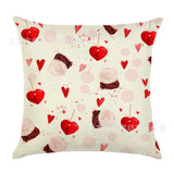 Valentine's Day Pillow Covers 4 Piece Random Styles Together, Red Peach Heart Couple Linen Cushion Love Tree Lumbar Cushion Cover