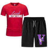 Vlone T Shirts & Shorts 2 Piece Set Short Sleeve T-Shirt Sports Summer