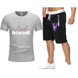 Vlone T Shirts & Shorts 2 Piece Set Letter Large V Printed Short Sleeve