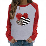 Valentine's Day T Shirt Women's Long Sleeve Heart Printing Long Sleeve