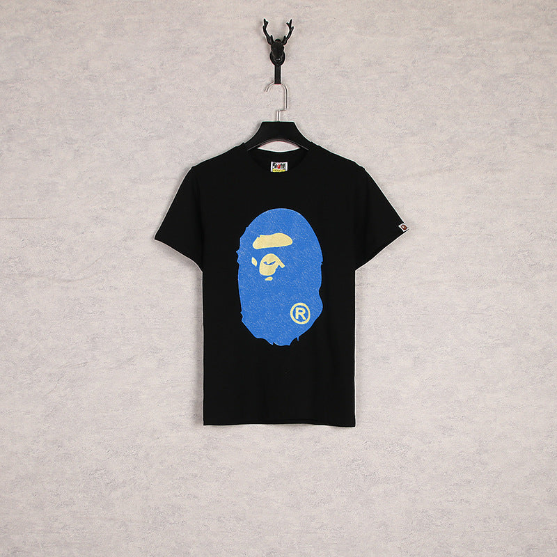 Bathing Ape T Shirt Summer Cartoon Print Casual Large Size Loose Men's and Women's round Neck Short Sleeve T-shirt