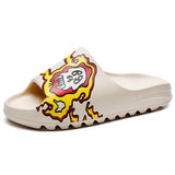 Mens Slide Summer Slippers Men'S Shoes Sesame Street Graffiti Casual Slippers