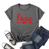 Valentine's Day T Shirts Couples Love Printed Short Sleeve round Neck T-shirt Men and Women Loose