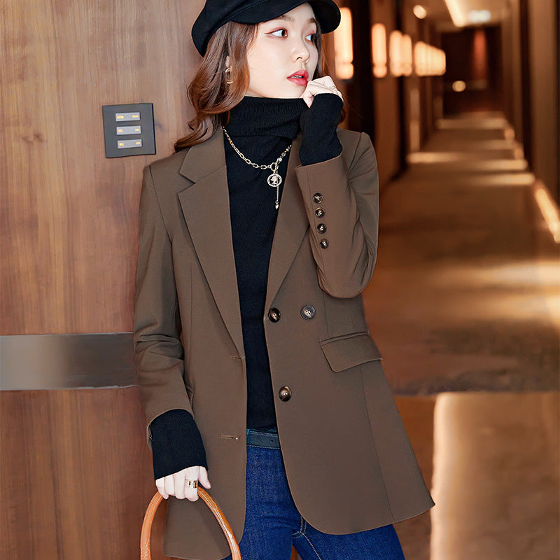 Interview Suit Women's Brown Blazer Women's Spring and Autumn Leisure Dress