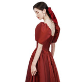 Long Homecoming Dresses Winter Arms Hiding Wine Red Engagement Dress
