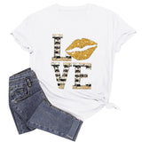 Valentine's Day T Shirts Couples T-shirt Female with Hearts Printed Short Sleeve T-shirt Short Sleeve